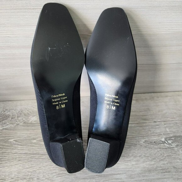 J. Renee Womens Gem Black Suede Sequins Block Heels Vintage Pumps Size 8.5M - Picture 11 of 14